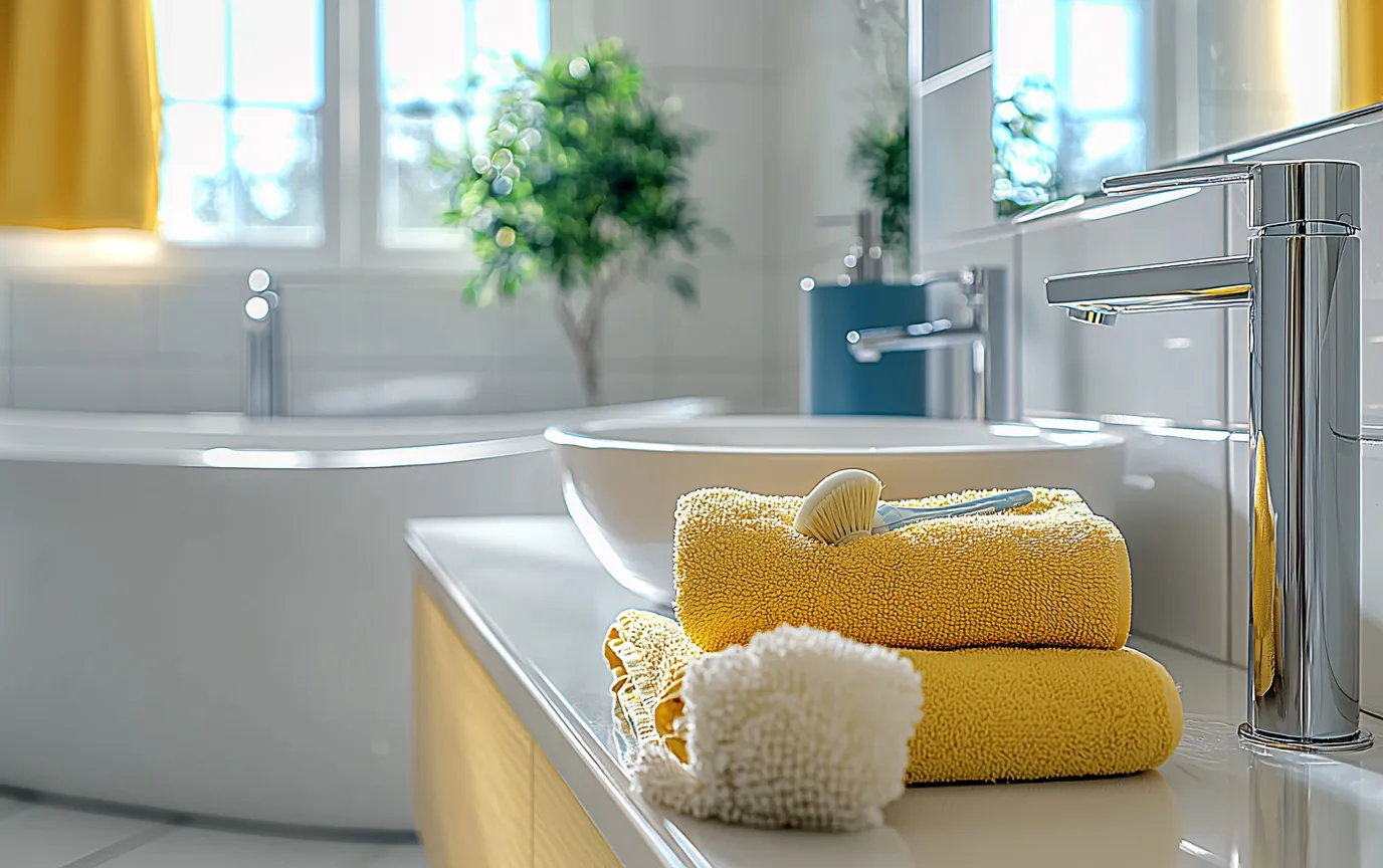 Bathroom with one shower cabin AND bath deep cleaning